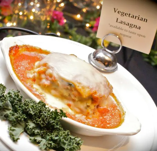Vegetarian lasagna with a kale garnish