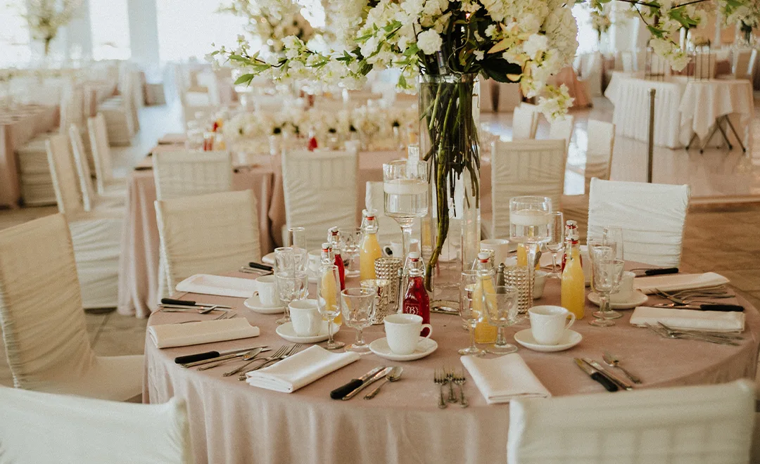 Table set up for a wedding reception