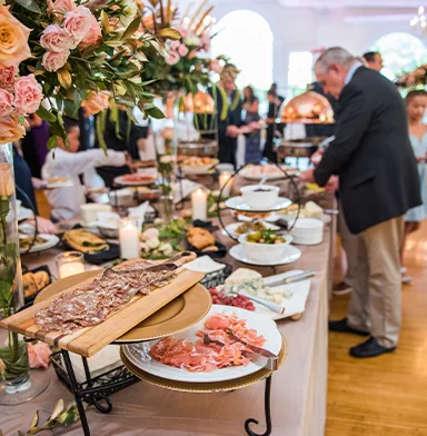 Man getting food from buffet