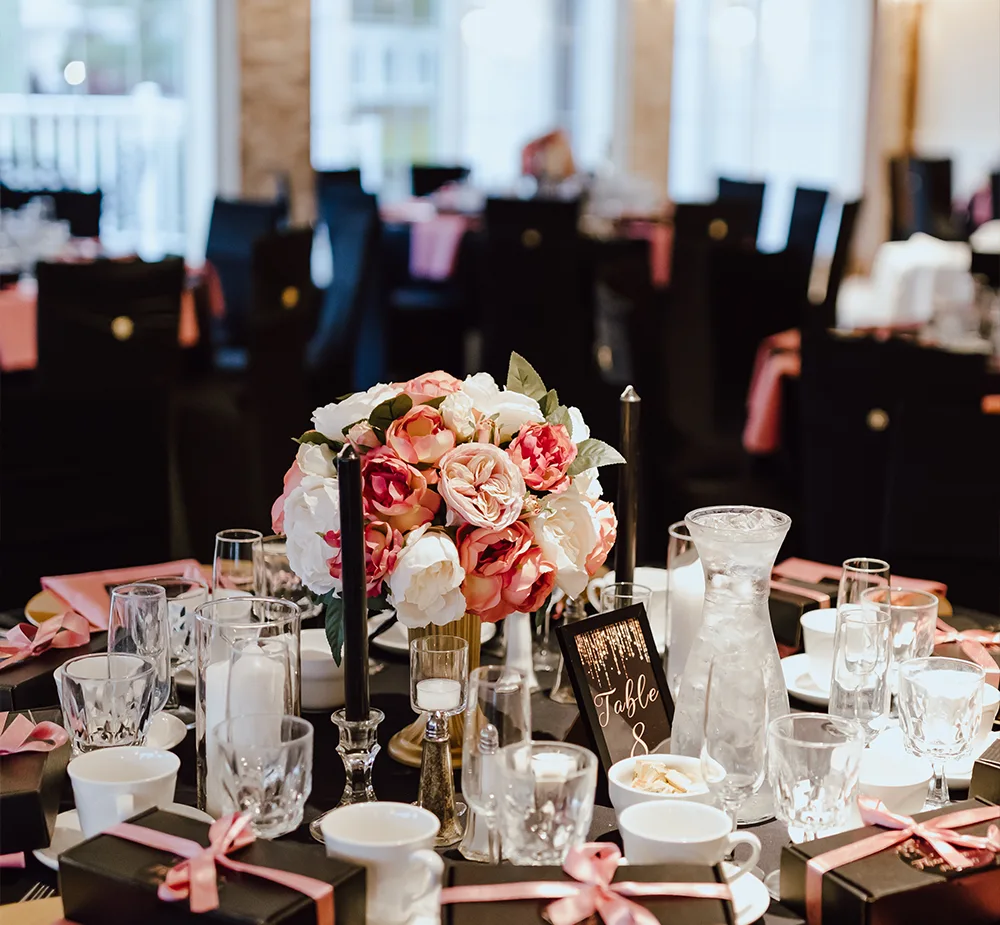 Tabletop arrangement at a special event